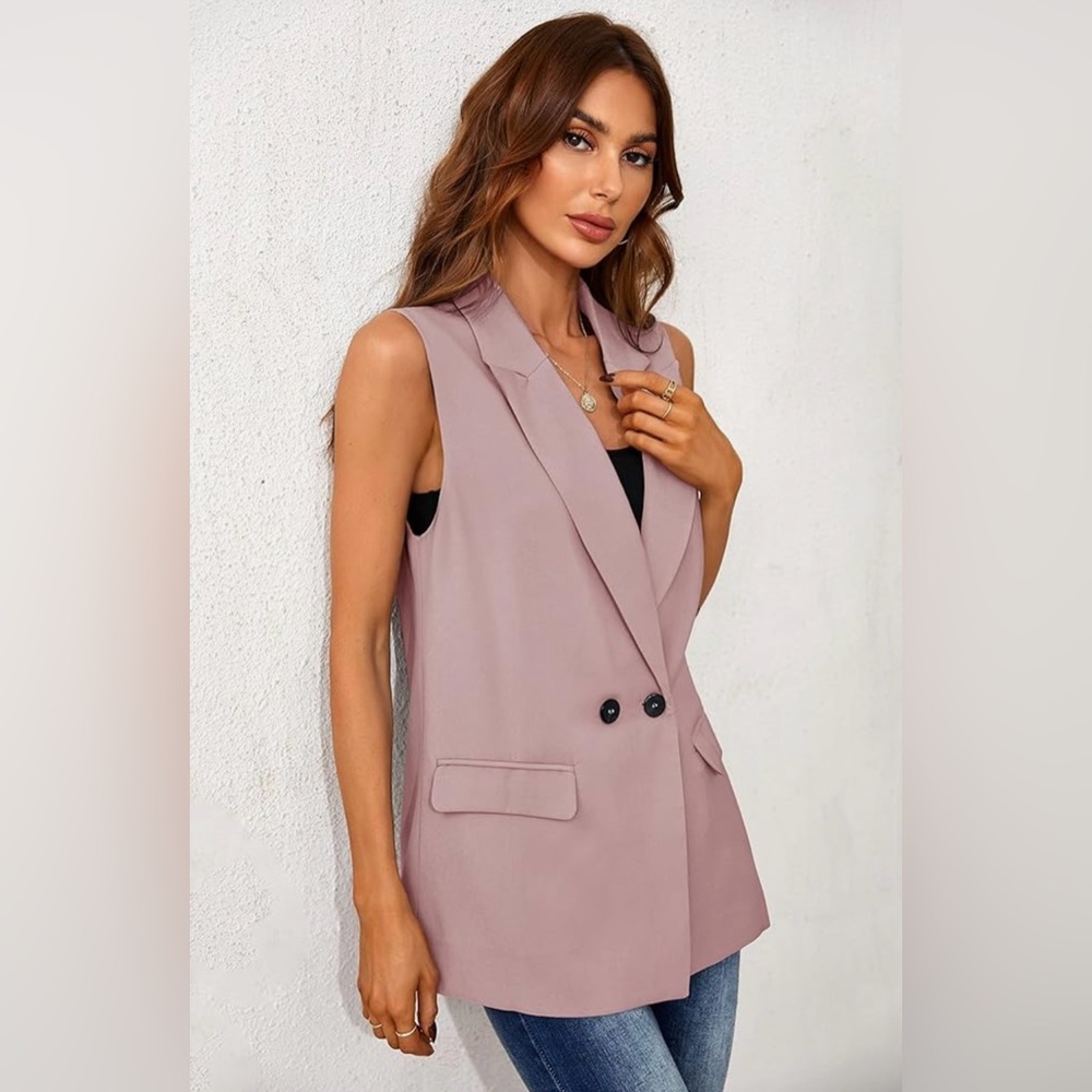 Light Pink Sleeveless Blazer